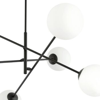 Stropné svietidlo Linear, čierne/opálové, 6-plameňové