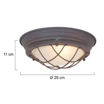 Stropné svietidlo Lisanne, hnedé, Ø 29 cm, kov, sklo, E27