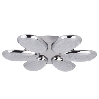 Stropné svietidlo Lori LED, 6 svetiel, 52 cm, chróm/matné sklo