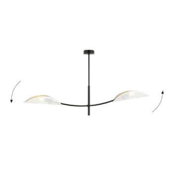 Stropné svietidlo Lotus, čierne/biele/zlaté, 2-pl