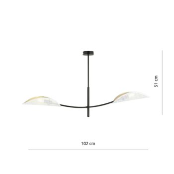 Stropné svietidlo Lotus, čierne/biele/zlaté, 2-pl