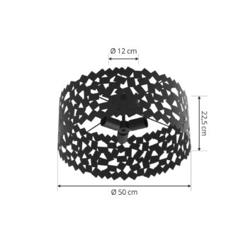 Stropné svietidlo Lucande Aeloria, čierne, železo, Ø 50 cm, E27