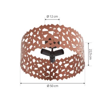 Stropné svietidlo Lucande Aeloria, meď, železo, Ø 50 cm, E27
