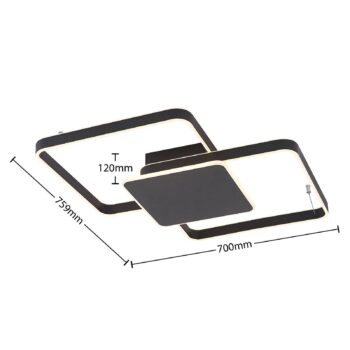 Stropné svietidlo Lucande Kadira LED, 70 cm, čierne