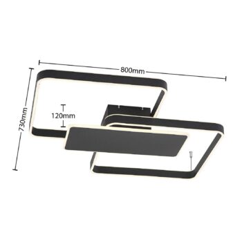 Stropné svietidlo Lucande Kadira LED, 80 cm, čierne