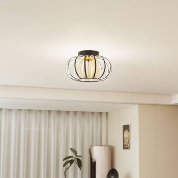 Stropné svietidlo Lucande LED Birger, Ø 39 cm, čierna/zlatá
