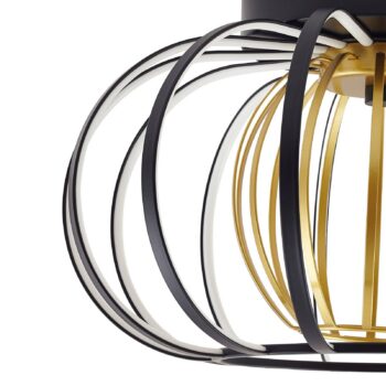 Stropné svietidlo Lucande LED Birger, Ø 39 cm, čierna/zlatá