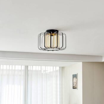 Stropné svietidlo Lucande LED Birger, Ø 39,5 cm, čierna/zlatá