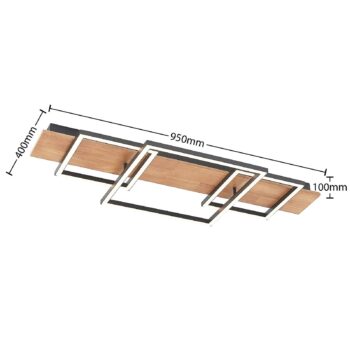 Stropné svietidlo Lucande LED Chariska, 95 cm, čierna, drevo, CCT