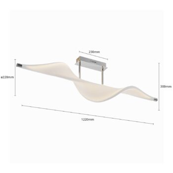 Stropné svietidlo Lucande LED Edano, 122 cm, biele, textilné, stmievateľné
