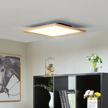 Stropné svietidlo Lucande LED Joren, 52 cm, drevo, CCT, diaľkové ovládanie
