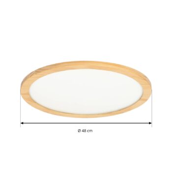 Stropné svietidlo Lucande LED Joren, Ø 48 cm, drevo, CCT, diaľkové