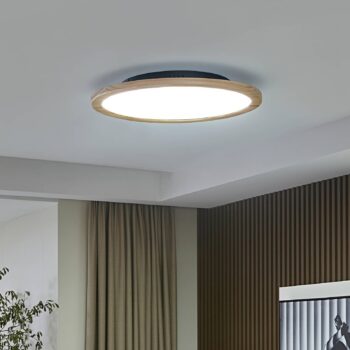 Stropné svietidlo Lucande LED Joren, Ø 48 cm, drevo, CCT, diaľkové
