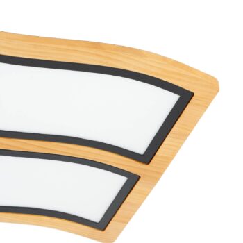 Stropné svietidlo Lucande LED Joren, dĺžka 48 cm, drevo, 2 svetlá