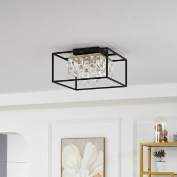 Stropné svietidlo Lucande LED Kassi, čierne, železné, stmievateľné, 40 cm