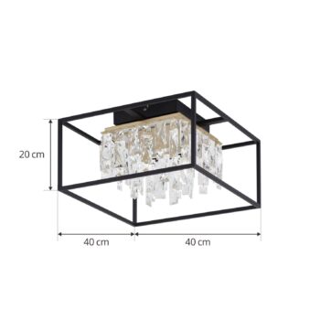 Stropné svietidlo Lucande LED Kassi, čierne, železné, stmievateľné, 40 cm