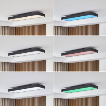 Stropné svietidlo Lucande LED Leicy, čierne, 100 cm, RGBIC, CCT