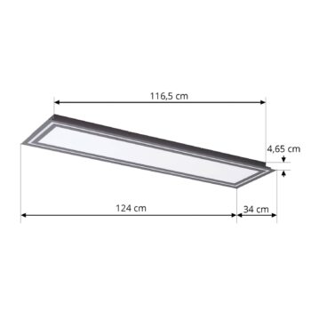 Stropné svietidlo Lucande LED Leicy, čierne, 124 cm, RGB, CCT