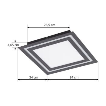 Stropné svietidlo Lucande LED Leicy, čierne, 34 cm, RGB, CCT