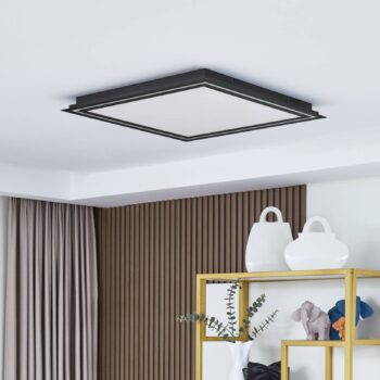 Stropné svietidlo Lucande LED Leicy, čierne, 64 cm, RGB, CCT
