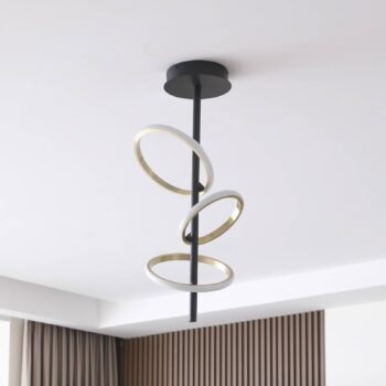 Stropné svietidlo Lucande LED Madu, čierna farba, kov, výška 75 cm