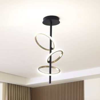 Stropné svietidlo Lucande LED Madu, čierna farba, kov, výška 75 cm