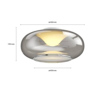 Stropné svietidlo Lucande LED Mijo, Ø 43 cm, dymová sivá, sklo
