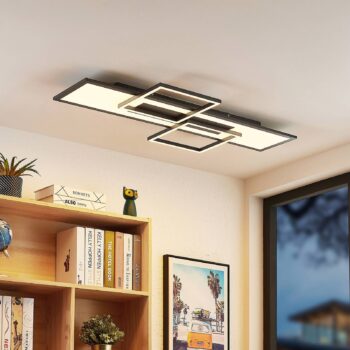 Stropné svietidlo Lucande LED Narumi, CCT, 110 cm, čierna, hliník