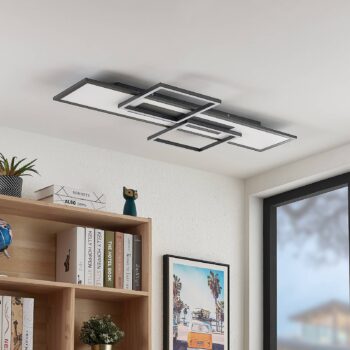 Stropné svietidlo Lucande LED Narumi, CCT, 110 cm, čierna, hliník