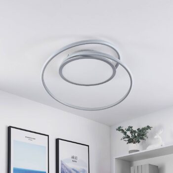 Stropné svietidlo Lucande LED Noud, 65 cm, strieborná, kov, CCT