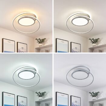 Stropné svietidlo Lucande LED Noud, 65 cm, strieborná, kov, CCT