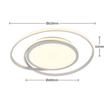 Stropné svietidlo Lucande LED Noud, 65 cm, strieborná, kov, CCT