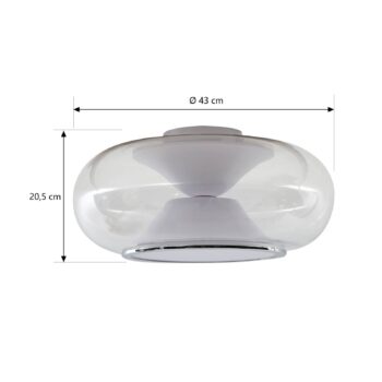 Stropné svietidlo Lucande LED Orasa, sklo, biele/čierne, Ø 43 cm