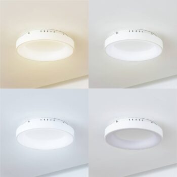 Stropné svietidlo Lucande LED Samvel, Ø 38,4 cm, biela farba, železo