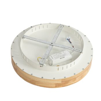 Stropné svietidlo Lucande LED Samvel, Ø 40 cm, drevo
