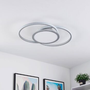 Stropné svietidlo Lucande LED Senne, 63 cm, strieborná farba, hliník
