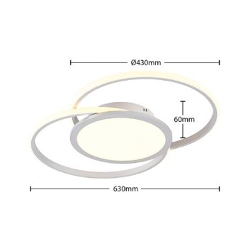 Stropné svietidlo Lucande LED Senne, 63 cm, strieborná farba, hliník