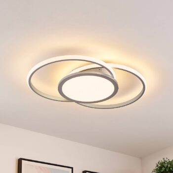 Stropné svietidlo Lucande LED Senne, 63 cm, strieborná farba, hliník