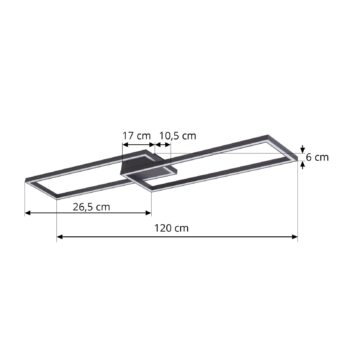 Stropné svietidlo Lucande LED Tjado, dĺžka 120 cm, čierna farba, kov