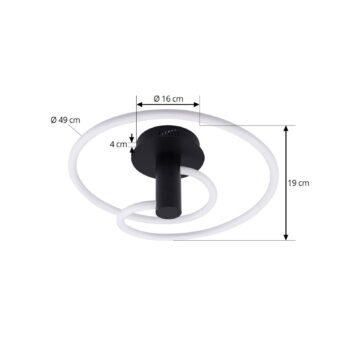Stropné svietidlo Lucande LED Valenora, biela/čierna, PC, Ø 49cm