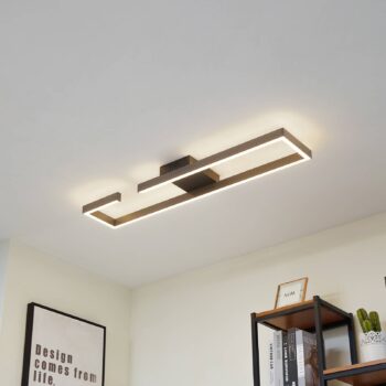 Stropné svietidlo Lucande LED Yvor, 100 cm, čierna farba, hliník