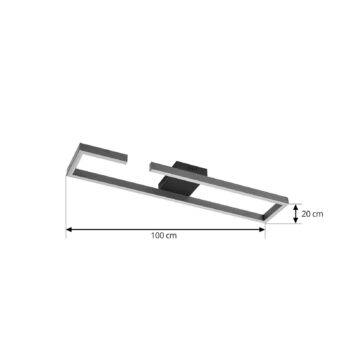 Stropné svietidlo Lucande LED Yvor, 100 cm, čierna farba, hliník