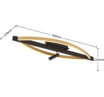 Stropné svietidlo Lucande Matwei LED, oválne, mosadz