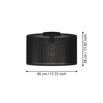 Stropné svietidlo Manby, Ø 45 cm, čierna farba, oceľ
