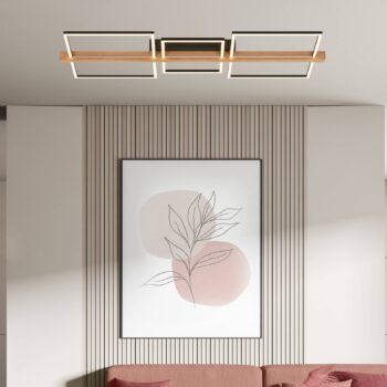 Stropné svietidlo Moldura LED, 108x35 cm, drevo, kov, čierna