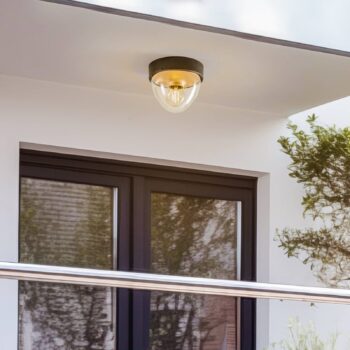 Stropné svietidlo Nook s čírym tienidlom na lampu, čierna/zlatá