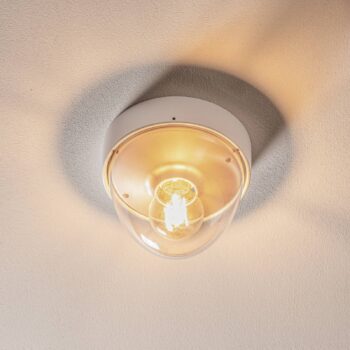 Stropné svietidlo Nook s priehľadným tienidlom na lampu, biela/zlatá