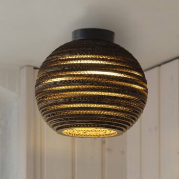 Stropné svietidlo OSRAM BALL, hnedé, Ø 26 cm, vlnitá lepenka, E27