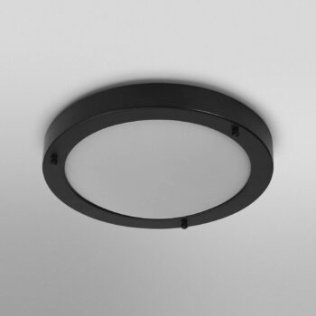 Stropné svietidlo OSRAM BATHROOM, čierne Ø 31 cm kov/sklo IP44