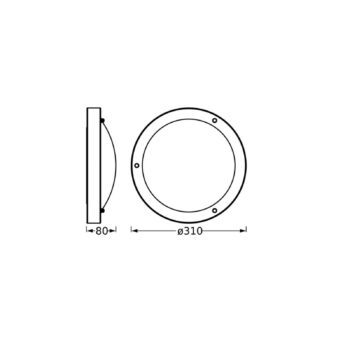 Stropné svietidlo OSRAM BATHROOM, čierne Ø 31 cm kov/sklo IP44